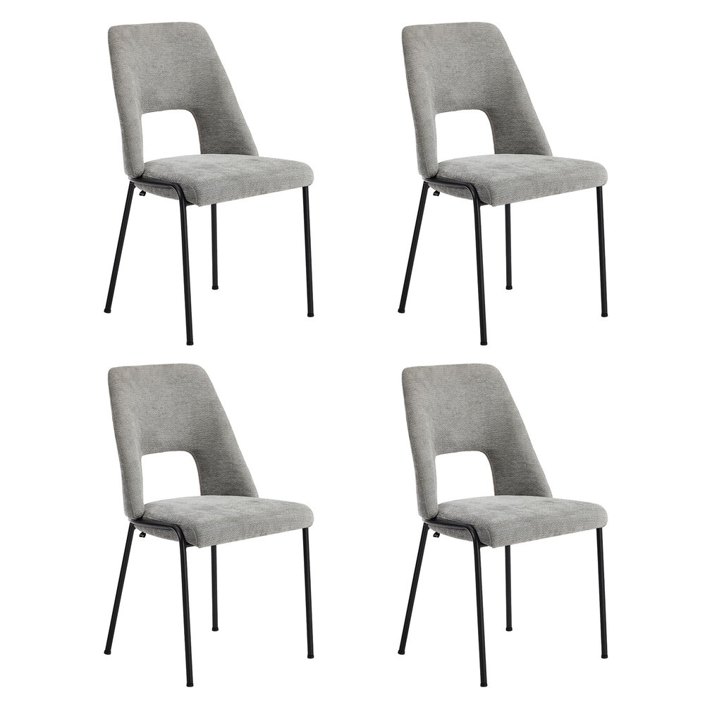 4x Dining Chairs Chenille Fabric Kitchen Side Chair Grey