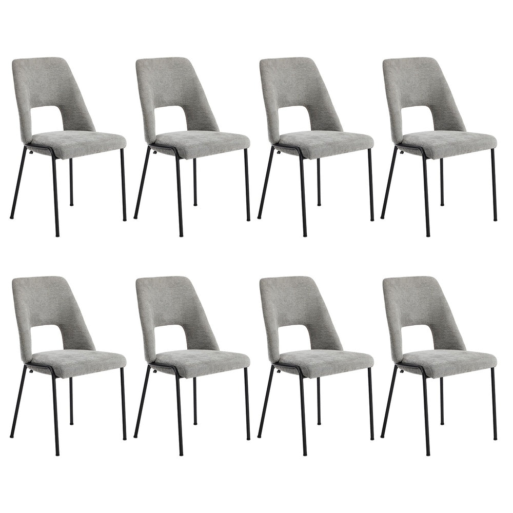 8x Dining Chairs Chenille Fabric Kitchen Side Chair Grey