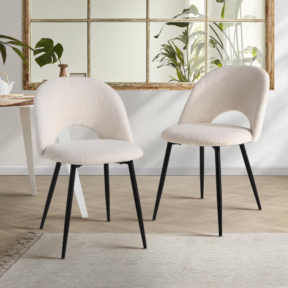 2PCS Dining Chairs Sherpa White