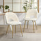 Oikiture Dining Chairs Set of 2 Sherpa Armchairs White Gold Legs