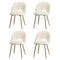 Oikiture 4PCS Dining Chairs Armchair Sherpa Golden White
