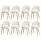 Oikiture 8PCS Dining Chairs Armchair Sherpa Golden White
