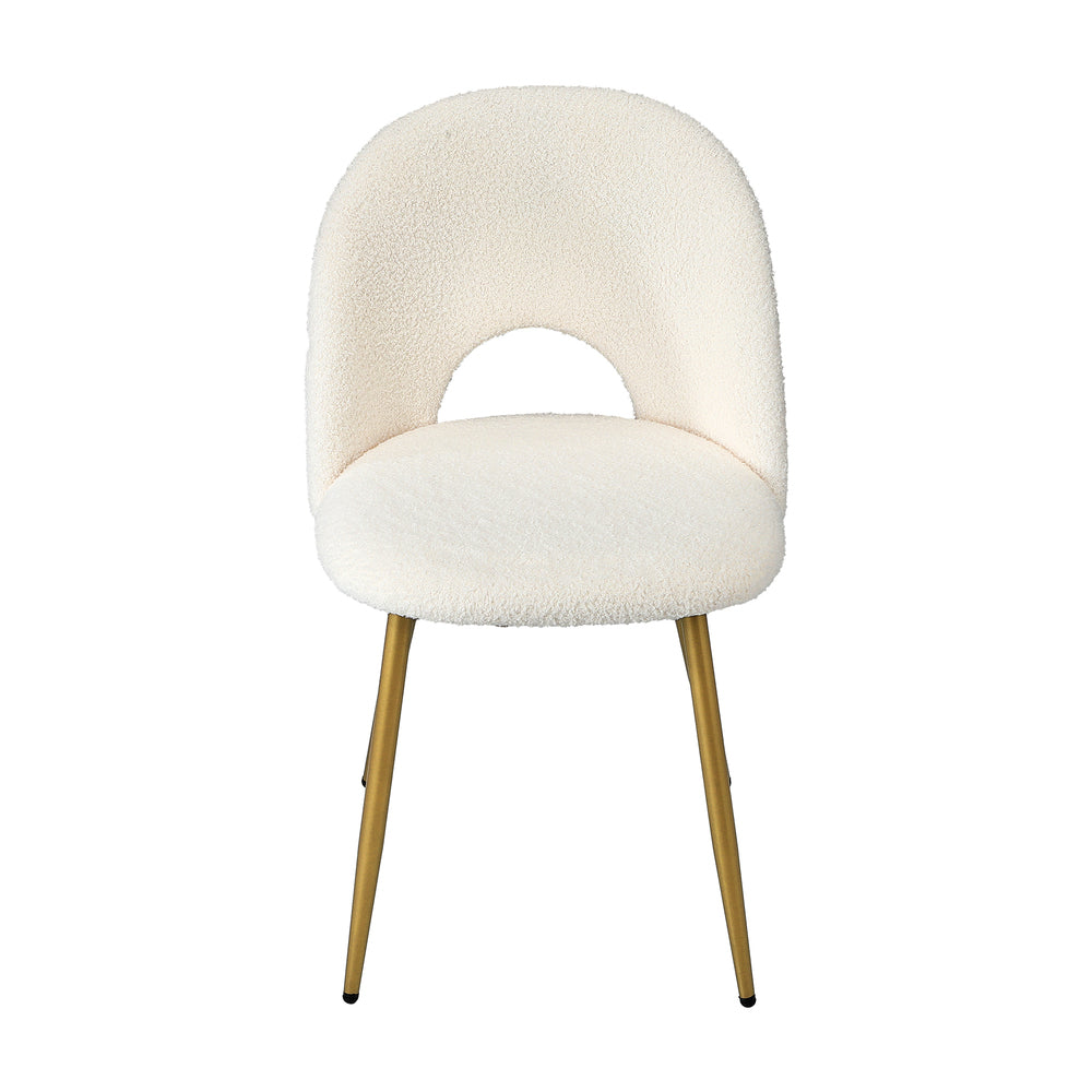 Oikiture 8PCS Dining Chairs Armchair Sherpa Golden White