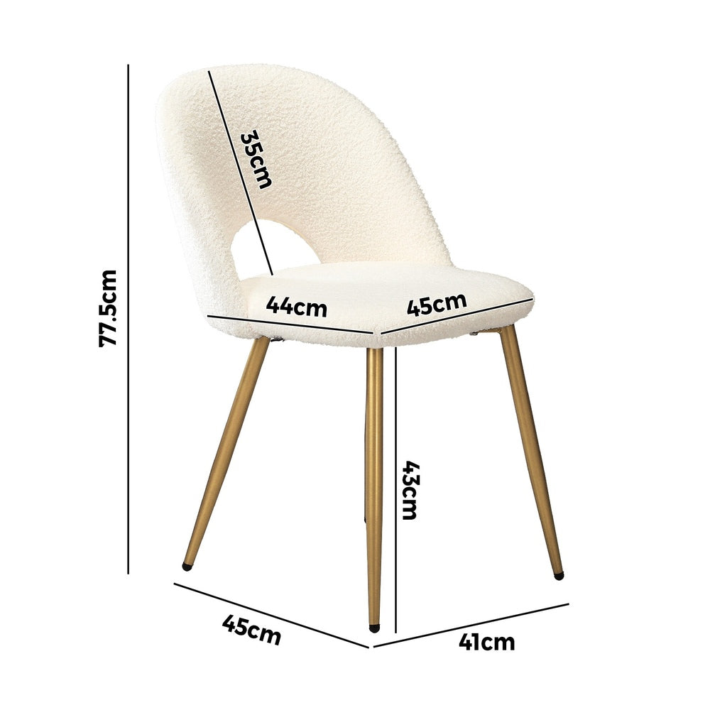 Oikiture 8PCS Dining Chairs Armchair Sherpa Golden White