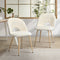 Oikiture Dining Chairs Set of 2 Sherpa Armchairs White Wood Look Legs