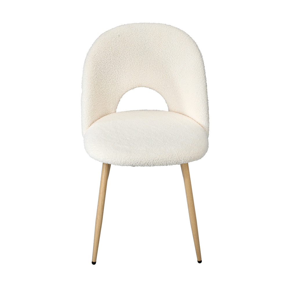 Oikiture 2PCS Dining Chairs Armchair Sherpa Wooden White