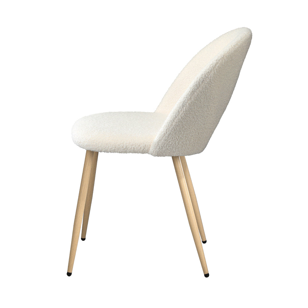 Oikiture 2PCS Dining Chairs Armchair Sherpa Wooden White