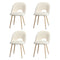 4PCS Dining Chairs Armchair Sherpa Wooden White