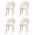 4PCS Dining Chairs Armchair Sherpa Wooden White