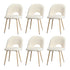 6PCS Dining Chairs Armchair Sherpa Wooden White