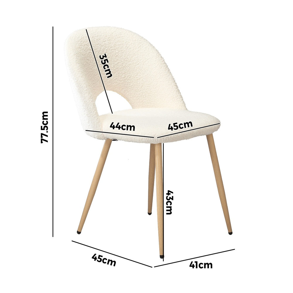 8PCS Dining Chairs Armchair Sherpa Wooden White