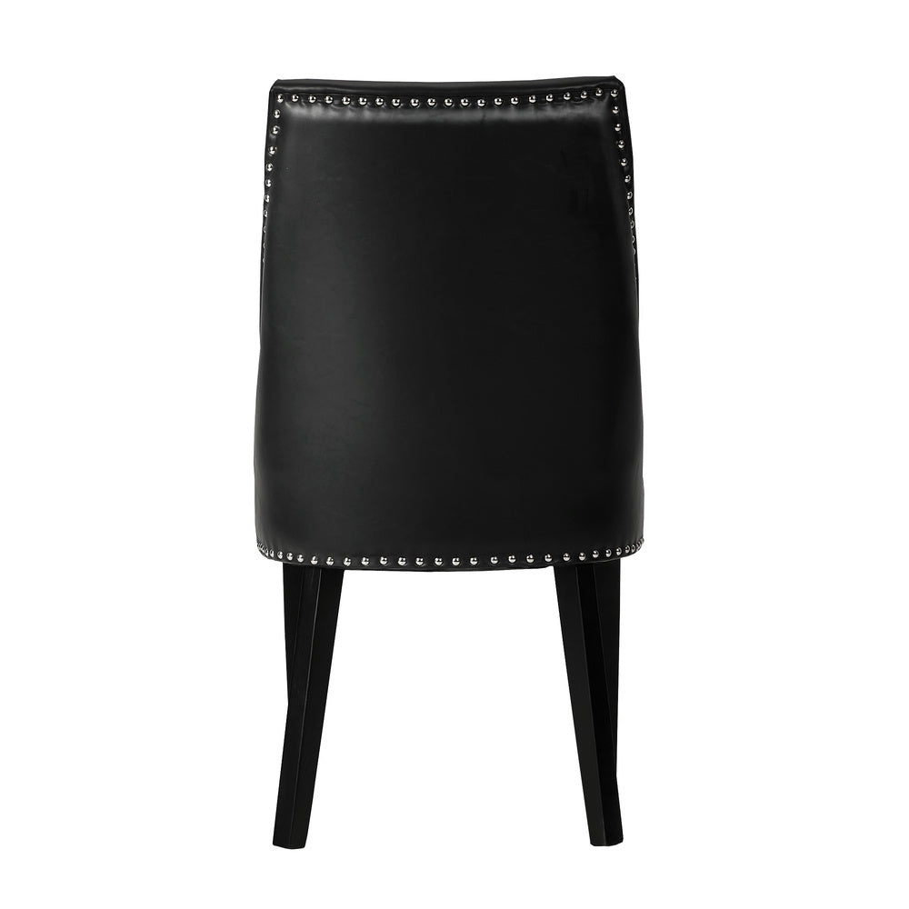 2PCs PU Leather Dining Chair Kitchen Padded Seat Design Black