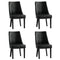 4PCs PU Leather Dining Chair Padded Seat Winglet Design Black