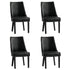 4PCs PU Leather Dining Chair Padded Seat Winglet Design Black