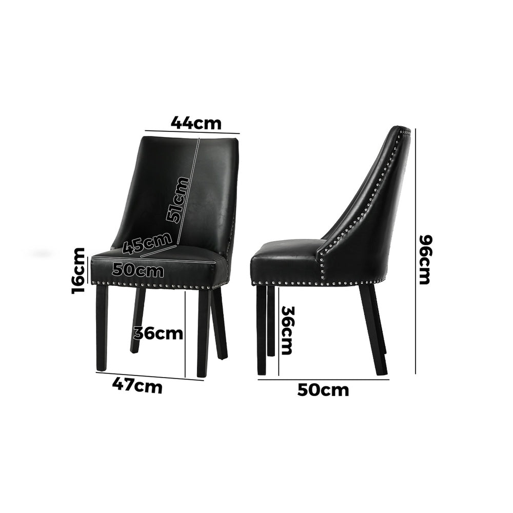 4PCs PU Leather Dining Chair Padded Seat Winglet Design Black