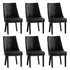 6PCs PU Leather Dining Chair Padded Seat Winglet Design Black