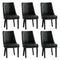 6PCs PU Leather Dining Chair Padded Seat Winglet Design Black