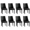 8PCs PU Leather Dining Chair Padded Seat Winglet Design Black