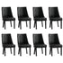 8PCs PU Leather Dining Chair Padded Seat Winglet Design Black