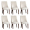 6PCs Velvet Dining Chair Padded Seat Winglet Design Beige