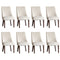 8PCs Velvet Dining Chair Padded Seat Winglet Design Beige
