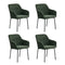 4x Dining Chairs Kitchen Armchairs Chenille Fabric Green