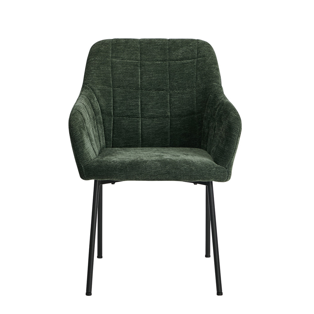 6x Dining Chairs Kitchen Armchairs Chenille Fabric Green