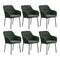 6x Dining Chairs Kitchen Armchairs Chenille Fabric Green