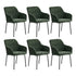6x Dining Chairs Kitchen Armchairs Chenille Fabric Green