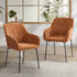2x Dining Chairs Kitchen Armchairs Chenille Fabric Orange