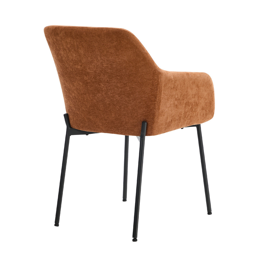 2x Dining Chairs Kitchen Armchairs Chenille Fabric Orange