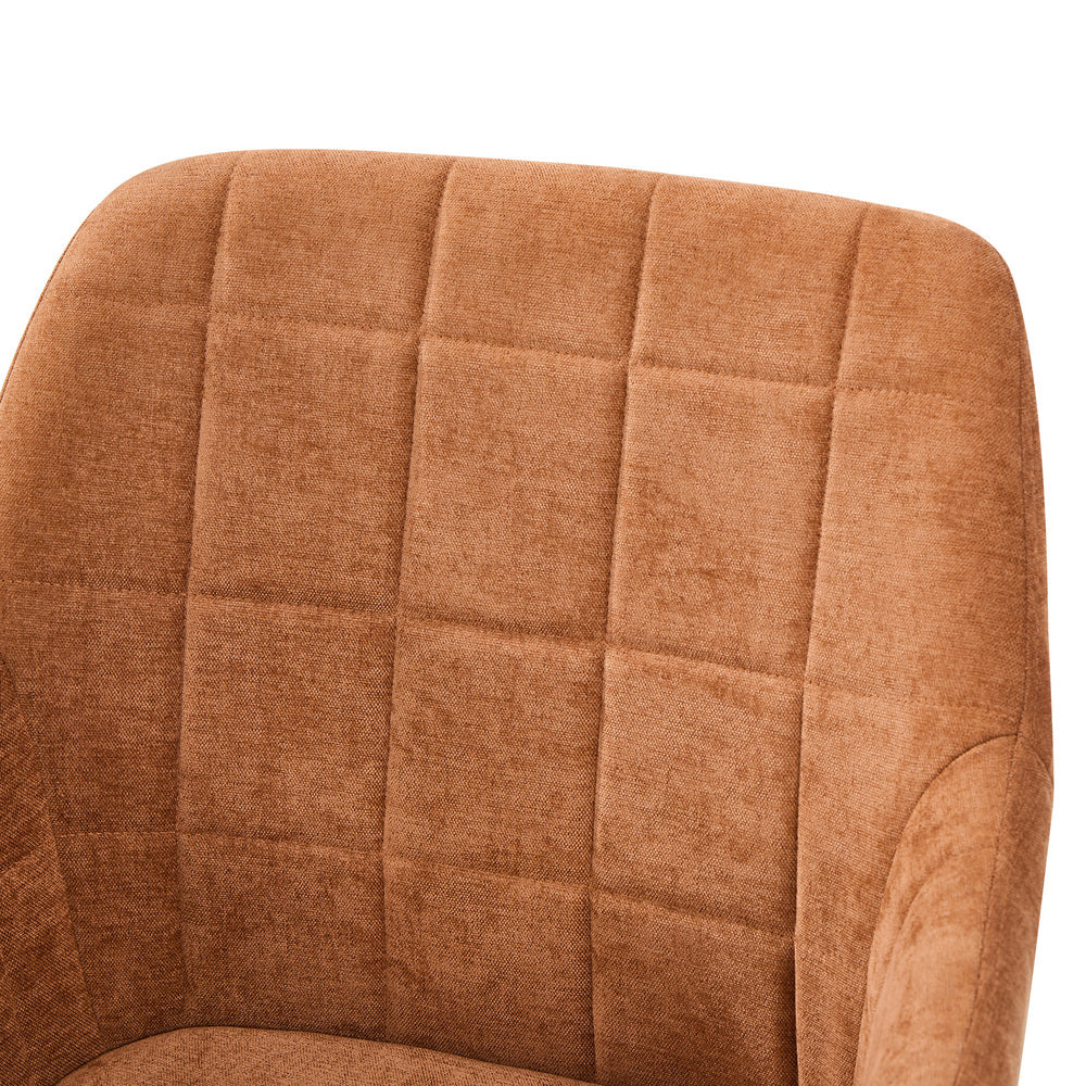 Oikiture 4 Pack Chenille Dining Chairs with Arms, Tufted Kitchen Armchair Orange