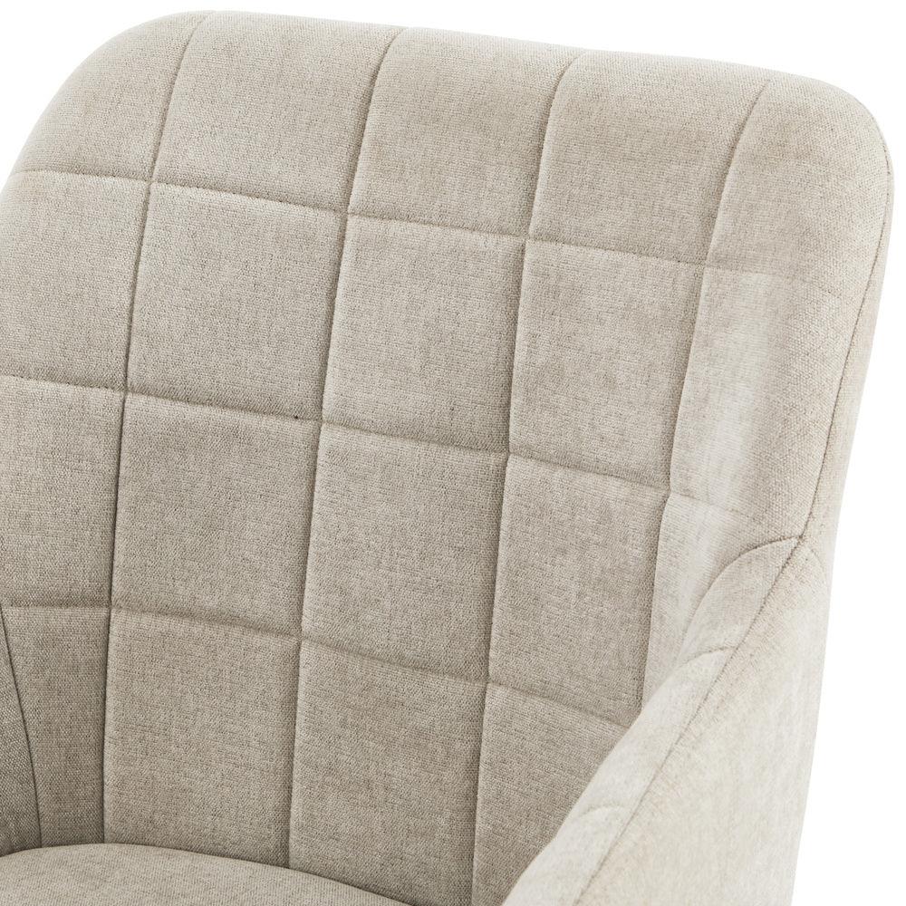 2x Dining Chairs Kitchen Accent Armchairs Linen Fabric Beige