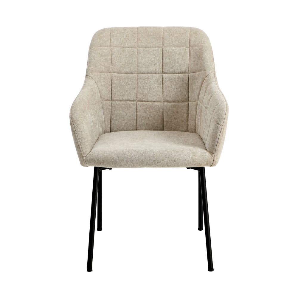 4x Dining Chairs Kitchen Armchairs Linen Fabric Beige