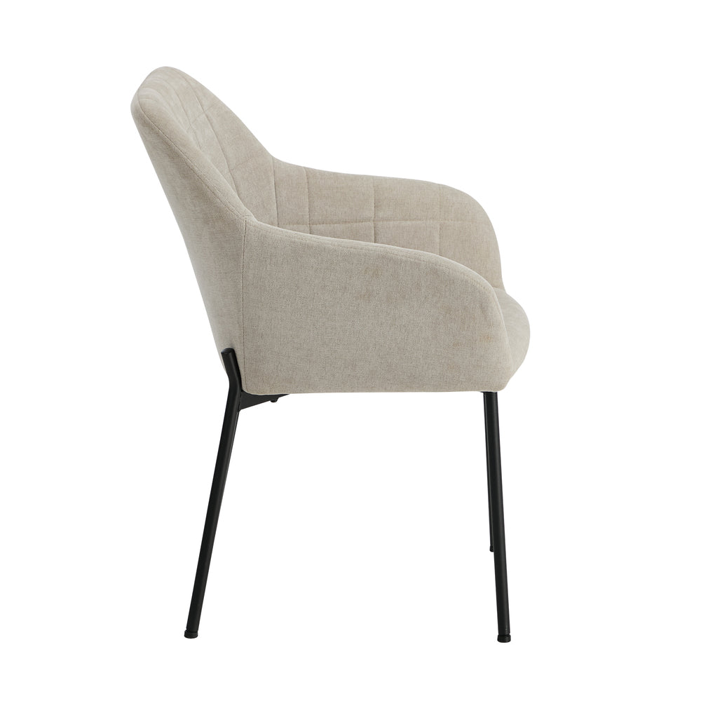 4x Dining Chairs Kitchen Armchairs Linen Fabric Beige