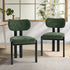 Oikiture 2x Dining Chairs Chenille Kitchen Chair Padded Seat Green