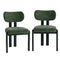 Oikiture 2x Dining Chairs Chenille Kitchen Chair Padded Seat Green