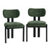 Oikiture 2x Dining Chairs Chenille Kitchen Chair Padded Seat Green