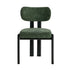 Oikiture 2x Dining Chairs Chenille Kitchen Chair Padded Seat Green