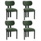 Oikiture 4x Dining Chairs Chenille Kitchen Chair Padded Seat Green