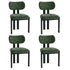 Oikiture 4x Dining Chairs Chenille Kitchen Chair Padded Seat Green