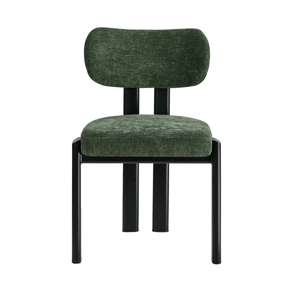 Oikiture 6x Dining Chairs Chenille Kitchen Chair Padded Seat Green