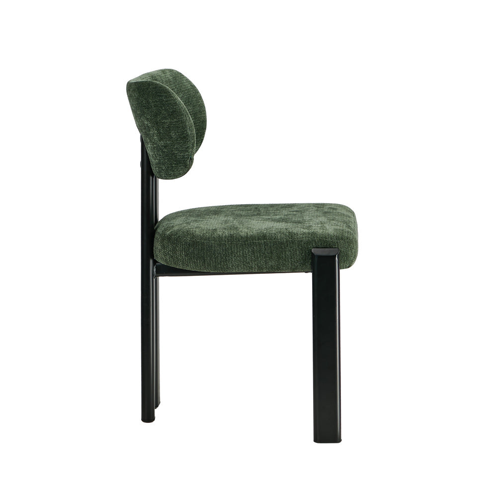 Oikiture 6x Dining Chairs Chenille Kitchen Chair Padded Seat Green