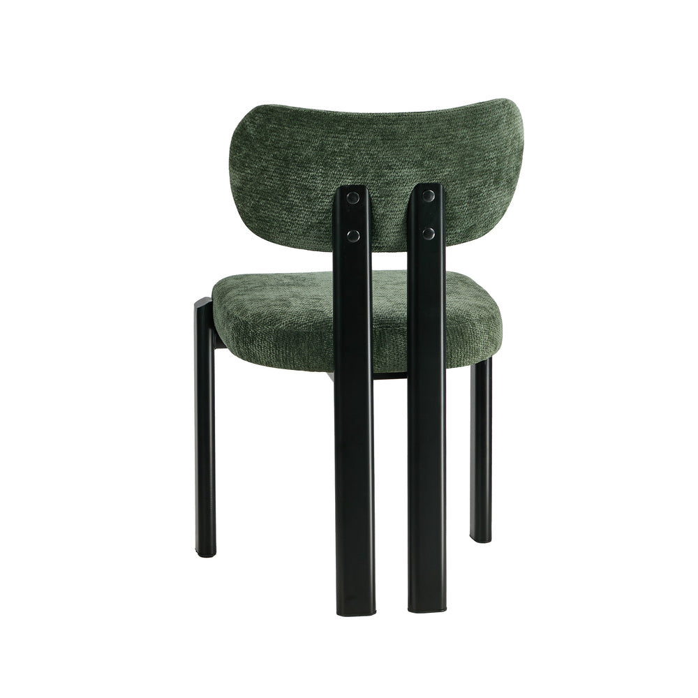 Oikiture 6x Dining Chairs Chenille Kitchen Chair Padded Seat Green