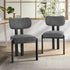 Set of 2 Dining Chairs Linen Fabric Padded Seat Grey