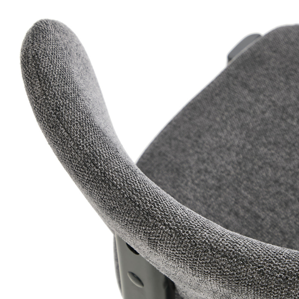 Set of 2 Dining Chairs Linen Fabric Padded Seat Grey