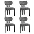 Set of 4 Dining Chairs Linen Fabric Padded Seat Grey
