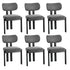Set of 6 Dining Chairs Linen Fabric Padded Seat Grey