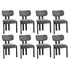 Set of 8 Dining Chairs Linen Fabric Padded Seat Grey