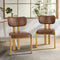 Oikiture 2x Dining Chairs Linen Kitchen Padded Seat Beige & Brown